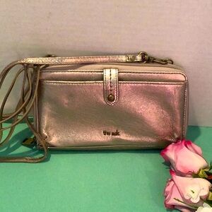 EUC The Sak 3-In-1 Leather Phone Wallet Wristlet Pyrite Like New